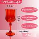 Plastic Wine Glasses, Plastic Goblets Vintage Style Cordial Drinking Glasses for Wedding Reception, Grand Event Party Supplies, Valentine's Day (12, Red)