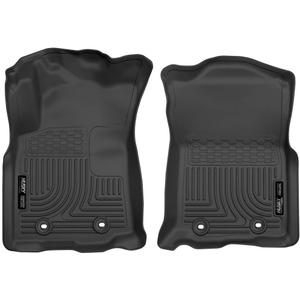 Husky Liners Weatherbeater Floor Mats | Fits 2018-2023 Toyota Tacoma, Double & Access CAB ONLY w/Auto Trans | Front Row, 2-pc Black - 13971