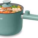 Topwit Hot Pot Electric, 1.5L Ramen Cooker, Non-Stick Frying Pan, Electric Pot for Pasta, Steak, BPA Free, Dual Power Control, Over-Heating & Boil Dry Protection, Green (1.6 Quarts)