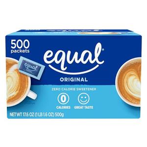 4 x EQUAL 0 Calorie Sweetener, Sugar Substitute, Zero Calorie Sugar Alternative Sweetener Packets, Sugar Alternative, 500 Count
