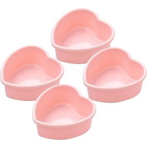 4 Pack Mini Heart Cake Pan, 4 Inch Silicone Heart Cake Mold Baking Pan Nonstick Heart Shaped Molds for Valentines Day Anniversary Birthday Cake Snack Tart Muffin Cupcake Cheesecake Baking (Pink)