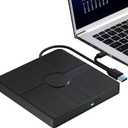External Blu Ray Drive, BD Player with Read/Write Capability Portable Blu-ray Player with USB 3.0 and Type-C CD/DVD Burner 3D Blu-ray Drive Compatible with Windows Laptop Desktop PC