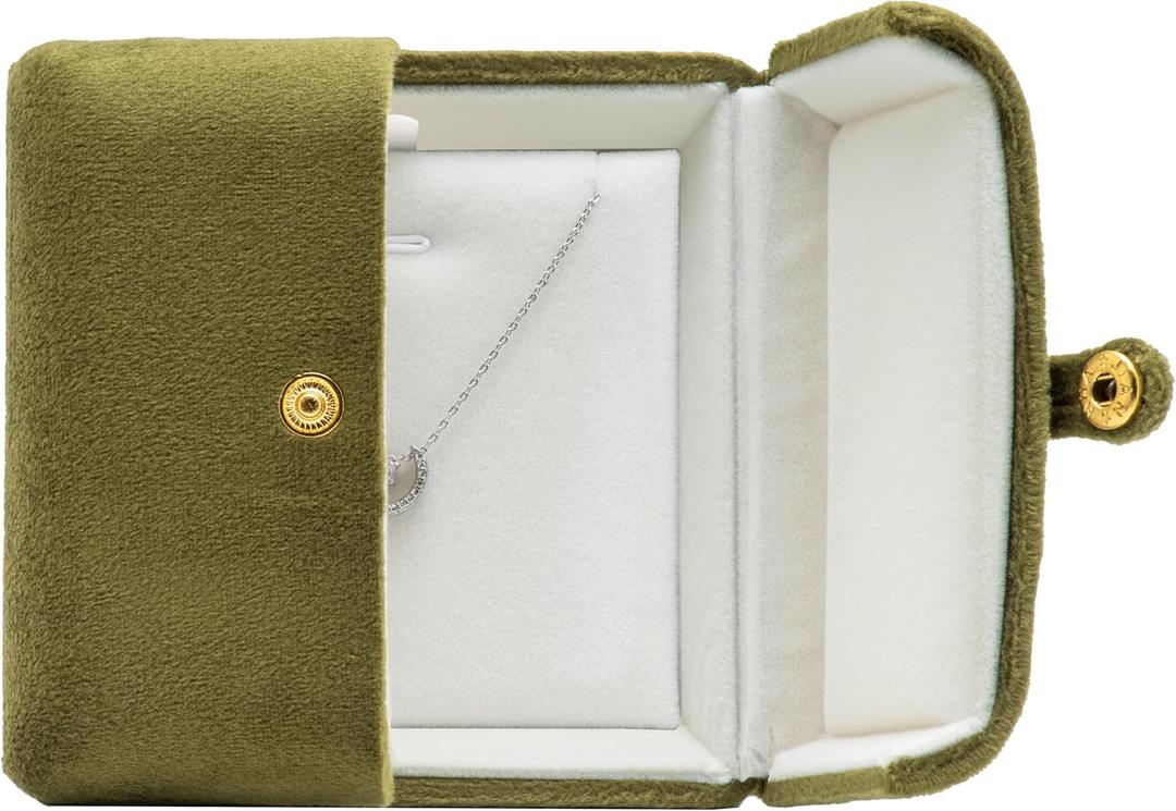 Velvet Necklace Pendant Gift Box Jewelry Display Storage Case (Olive Green)