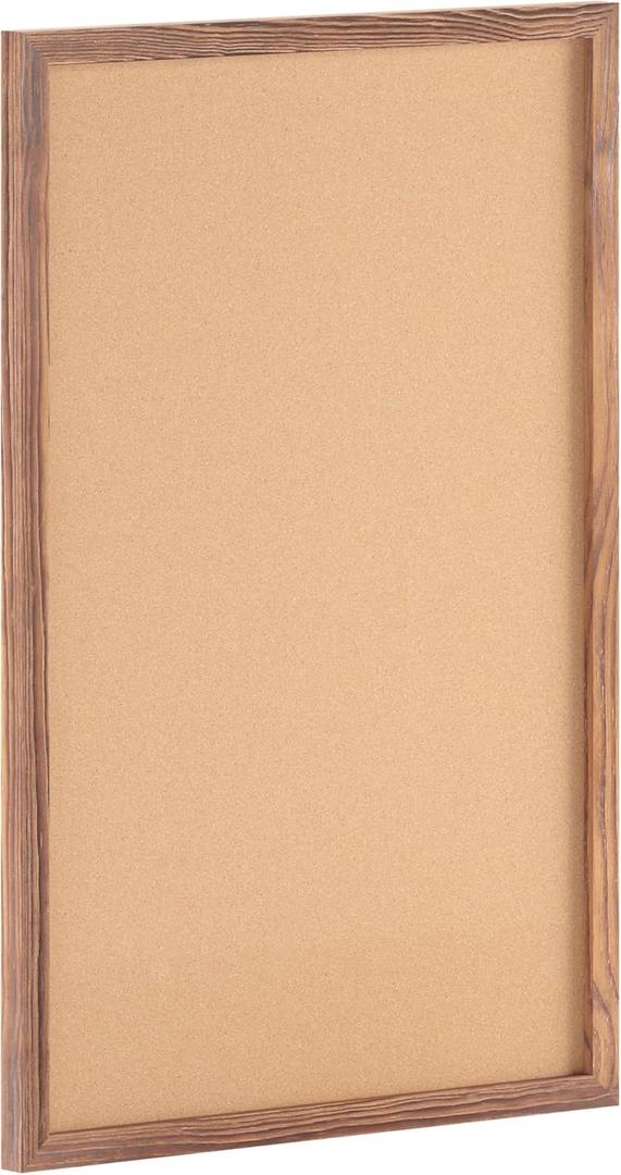 Flash Furniture Rustic Wall Mount Cork Board, for Home, Office, School, Comes with Wood Push Pins, 24" x 36", Torched Brown