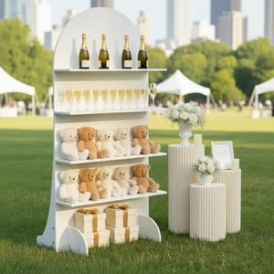 6FT Wooden Wedding Gift Display Arch, Original Design 4-Tier Champagne Wall | Party Favor Wall, Cupcake & Drink Shelf Backdrop for Reception, Ceremony, Baby Shower & Birthday Parties, Easy Assembly