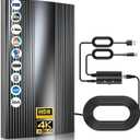 Digital Antenna for Smart Tv Indoor/Outdoor Local Channels, Strongest HDTV Antenna for 8K 4k 1080p - Amplifier Signal Booster & 38ft Coax Cable