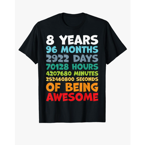 8 Year Old Bday Decorations Son Boy 8yr 8th Birthday T-Shirt S