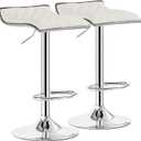 VECELO Adjustable Bar Stools Set of 2, Bar Height Stools for Kitchen Counter (White)