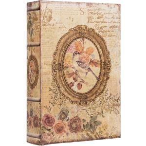 Decorative Vintage Style Fake Book Flowers Pattern Faux Leather Embossed Victorian Book Storage Box 3-04