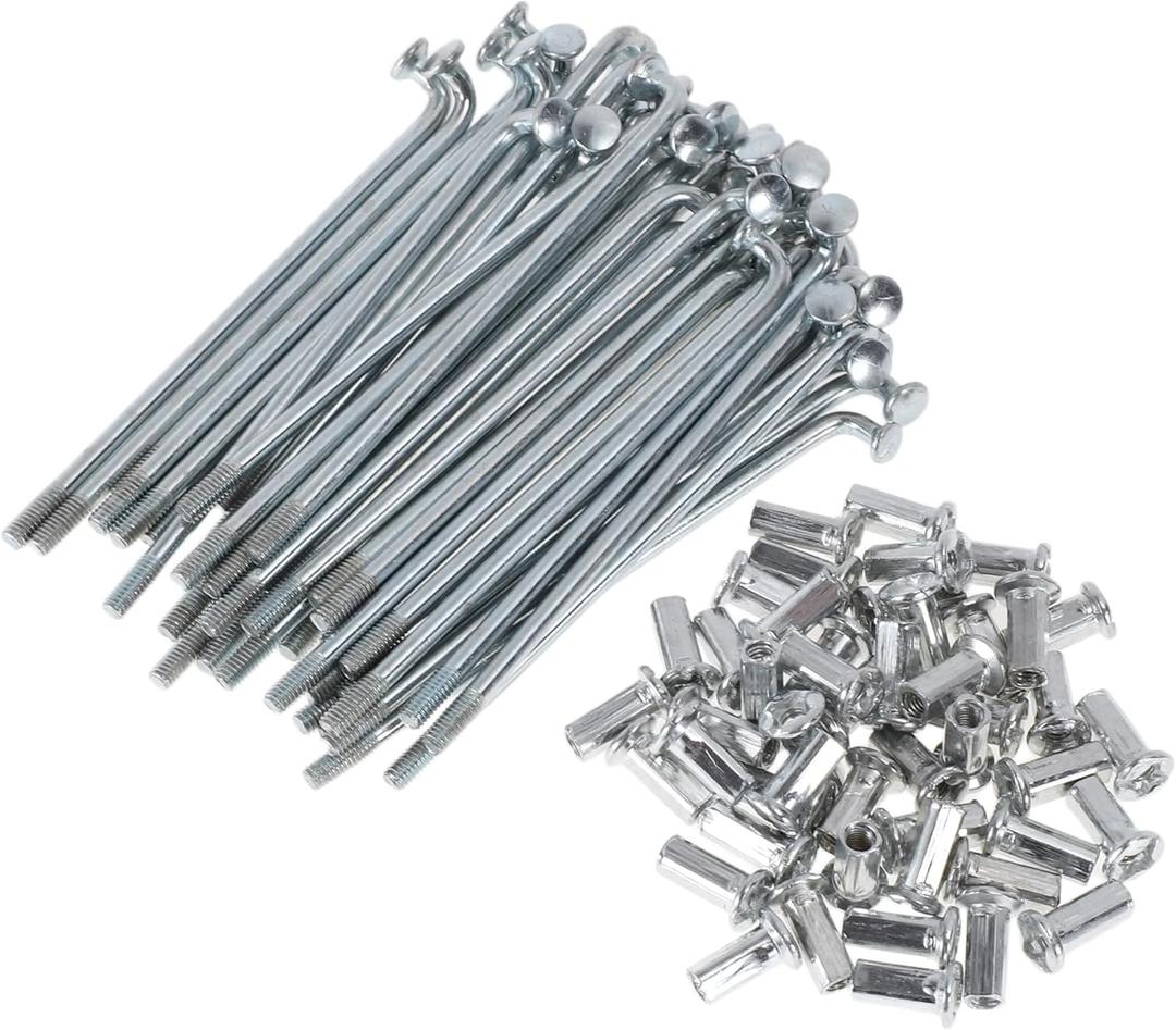 48 Set 10G J Bend Bicycle Spokes 10G Bike Wheel Spokes Carbon Steel Galvanized Silver Tone (80mm)