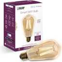 Feit Electric ST1960/FIL/AG 60 Watt Equivalent WiFi Dimmable, No Hub Required, Alexa or Google Assistant ST19 Edison Vintage LED Smart Light Bulb, Yellow, 5.4" H x 2.5" D, 2100K Amber