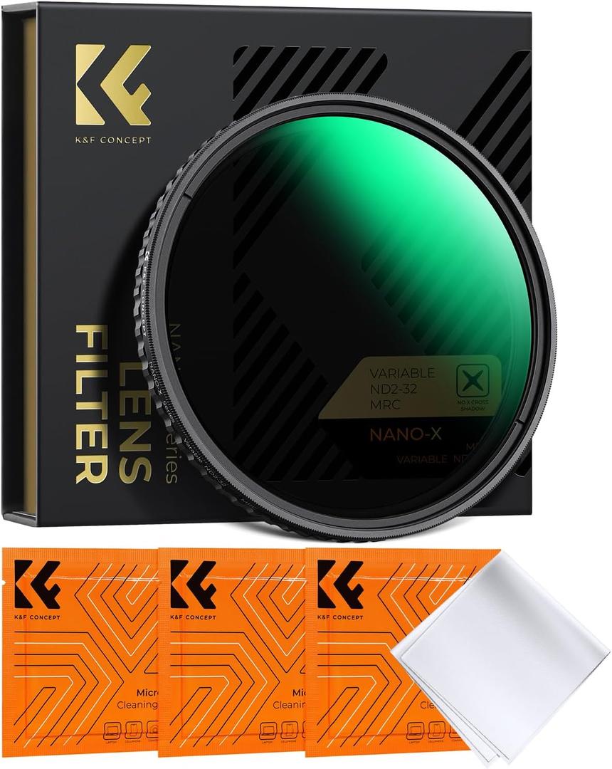K&F CONCEPT 49mm Variable ND Filter ND2-ND32 Camera Lens Filter (1-5 Stops) No X Cross HD Neutral Density Filter with 28 Multi-Layer Coatings Waterproof (Nano-X Series)