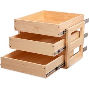 Mulush Pull Out Drawers For Cabinets, 26''W21''D19''H Soft Close Slide Out Wood Shelves Storage Organizer for Kitchen, 3-Tier, Finished, Heavy-Duty, Bottom Assembly