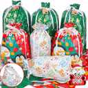 YALTOON Large Christmas Gift Bags, 15 Pack Drawstring Christmas Bags for Gifts, Holiday Gift Bag Bulk Assorted Sizes, Xmas Present Wrapping Bags