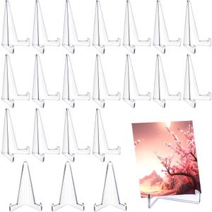 Bucherry 20 Packs Card Display Stand 3.4" Acrylic Easel Stands Mini Picture Coin Display Easel Holder Baseball Sports Card Trading Graded Holder for Challenge Coin Photo Frame Medal Watch (Clear)