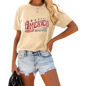 CM C&M WODRO Women American Flag Shirt 4th of July Shirts Star Stripes Patriotic Shirts Freedom Independence Tees Tops, Small