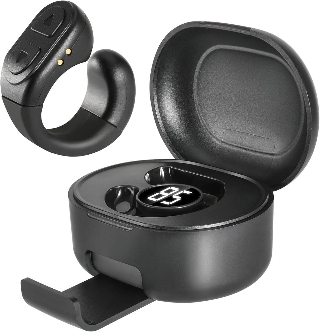 Upgrade Scrolling Ring, Remote Control for TikTok, Bluetooth Ring Scroller with Stand, Bluetooth Camera Remote Compatible with iPhone, iPad, iOS Android Cell Phone-Black