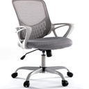 SMUG Home Office Chair Ergonomic Computer Desk Chair Mesh Mid-Back Height Adjustable Swivel Chair with Armrest, Grey