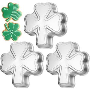 Nuogo 3 Pieces 9 Inch Shamrock Cake Pan Aluminum Cake Pans St. Patrick's Day Clover Mold 3D DIY Baking Pan for Kitchen Birthday St. Patrick's Day Wedding Anniversary