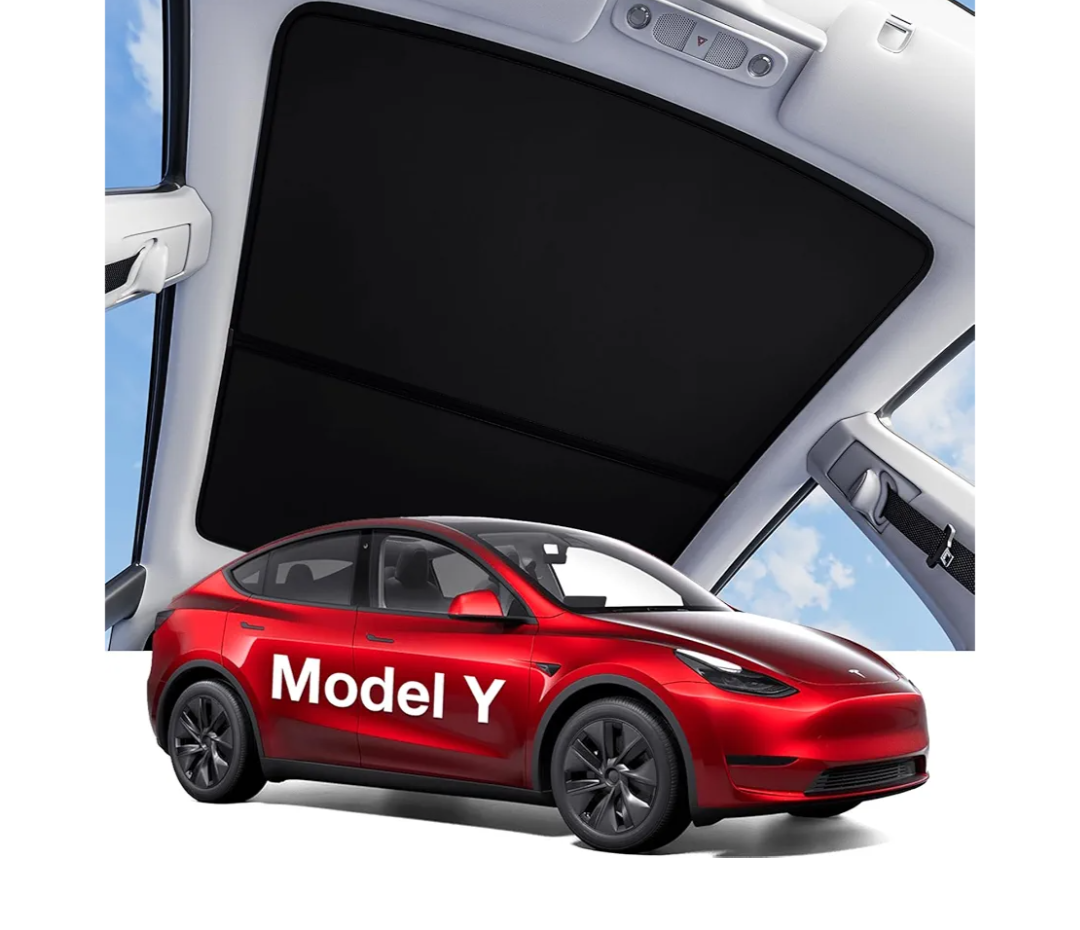 Wigoo 2025 Upgrade Tesla Model Y Sunshade Roof [Never Sag, Nano Ice-Crystal Coatings] 3-Gen Heat Insulation Glass Roof Sun Shade, Accessories for Tesla Model Y 2020~2025, Black