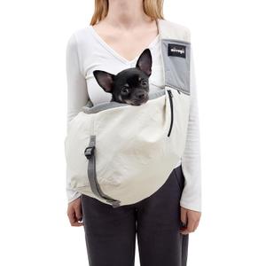 NATUYA Dog Sling Carrier for Small Dogs - Adjustable Padded Strap & Waterproof Lightweight Puppy Travel Bag with 3 Storage Pockets, White Grey