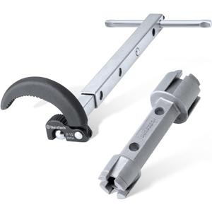 DURATECH 10 "-17" Telescoping Basin Wrench with 1-3/8" to 2-1/2" Large Jaw Capacity & Tub Drain Remover Wrench Aluminum Alloy Drain Removal Tool, Dual Ended