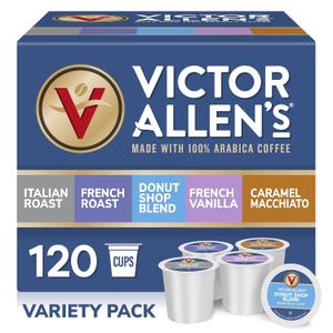 Victor Allen's Coffee Variety Pack, 120 Count, Single Serve Coffee Pods for Keurig K-Cup Brewers (EXP 05/23/28)