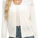 Women's Cropped Cardigan Sweaters Long Sleeve V-Neck Button Down Lightweight Sweaters (White, XL)