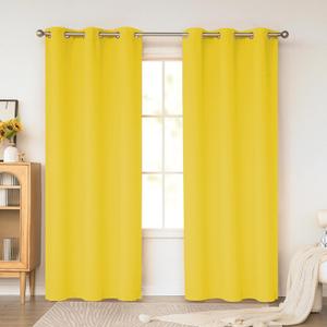 KEQIAOSUOCAI Bright Yellow Blackout Curtains 84 Inches Long for Girls Room 2 Panels Grommet Room Darkening Insulated Thermal Sun Blocking Curtain Drapes for Nursery Bedroom Living Room 38Wx84L