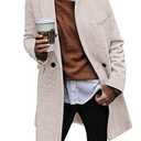 Ebifin Women's Notch Lapel Double Breasted Trench Coat Peacoat Winter Casual Long Blazer Jacket Overcoat Size M