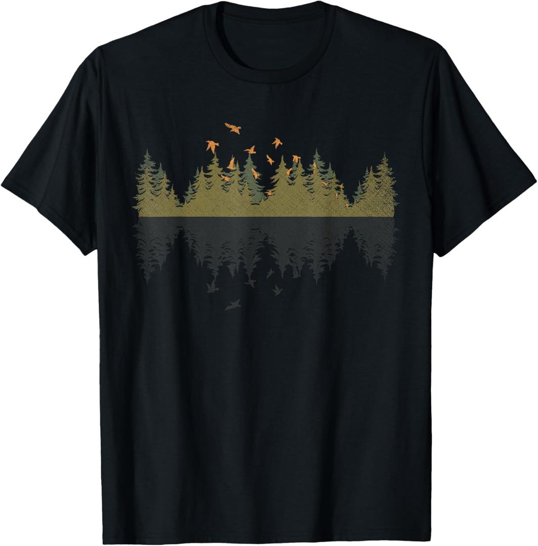 Bird Outdoors Forest Nature Trees Wildlife Reflection Forest T-Shirt, Size 4XL