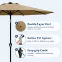 Garvee 9FT Patio Umbrella - Outdoor Table Umbrella with Smooth Crank Lift, Push Button Tilt and 8 Sturdy Ribs - Market Umbrella UV Protection Waterproof for Pool, Deck, Yard, Garden (Tan)