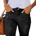 Necooer Women Jean Shorts Ripped Casual Summer Mid Waist Stretchy Five Points Denim Jean Shorts (Black, M)