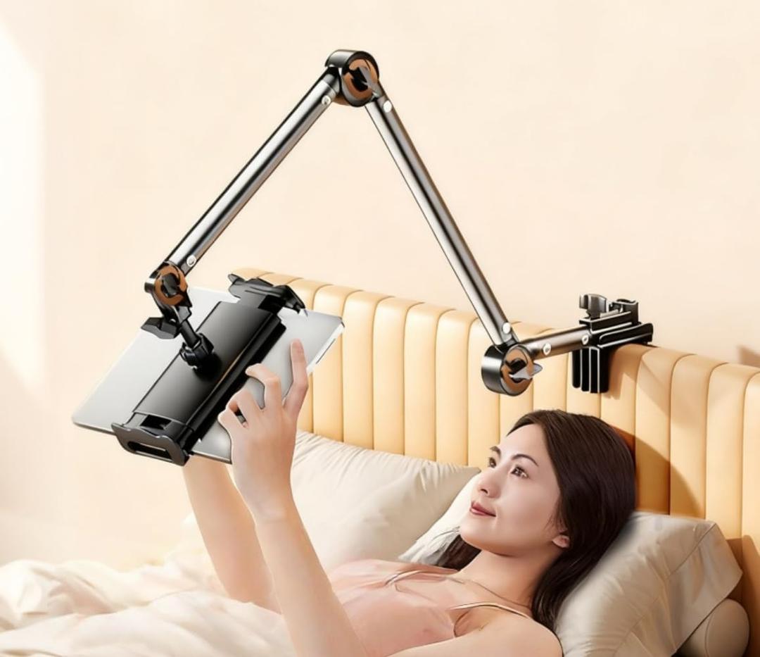 4-Axis Adjustable Tablet & Phone Holder, Gooseneck Arm  360 Rotating Bedside & Desk Mount, Metal Tube Stand for Watching, Recording, and Live Streaming UN-C (32inch/82cm)