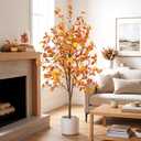 Daifunli 2 Pcs 5Ft Fall Tree Autumn Artificial Eucalyptus Trees Decor