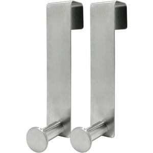 Shower Hooks Towel Hanger for Glass Door, Towel Hooks for Kitchen Bathroom Cabinets Cupboards, Stainless Steel Utility Hooks for Cabinets and Cupboards, Pack of 2, Silver