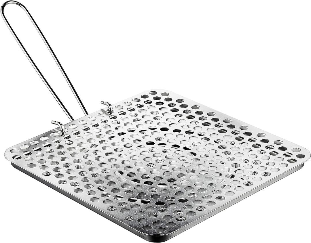 Ibili Foldable Tin Plate Stovetop Bread Toaster  Ideal for Home and Camping Use  for Gas Flames and Campfires  Compact and Portable Design  Made in Spain  7.8 x 7.8 Inches (20 x 20 x 5 cm)