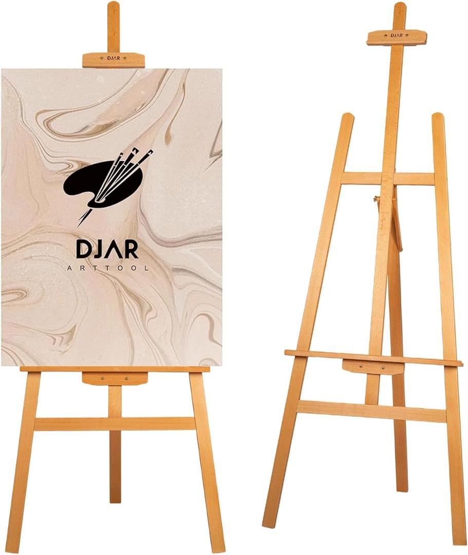 DJAR Solid Beechwood Art Easel for Painting, Folding Floor Easel Stand for Drawing, Wedding Sign and Poster, Ajustable Wooden Easel for Artist and Beginner, Hold Canvas up to 41.7"