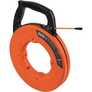 Klein Tools 56382 Non-Conductive Fiberglass Fish Tape, Multi-Groove Wire Puller, Optimized Housing and Handle, 50-Foot x 3/16-Inch