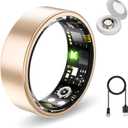 Smart Health Ring for Women Men Fitness Tracker with Heart Rate, Blood Oxygen,Sleep Monitoring, Step Counting, IP68 Waterproof for iPhone and Android, No Subscription Fee (Gold, 9)