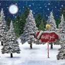 Allenjoy Winter Snowing Night Landscape Forest Backdrop Christmas Wonderland North Pole Moon Snowflake Snow Scene Pine Kids Newborn Photo Booth Props Baby Shower 7x5ft Photography Background (82 x 59 in)