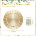 60 Pieces Charger Plates Bulk with Napkin Rings,Gear Style,Light Gold