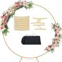6.6FT Balloon Arch Stand Metal Round Backdrop Stand Circle Balloon Arch Frame Wedding Arches with Storage Bag for Ceremony Birthday Party Baby Shower Decoration (Gold)
