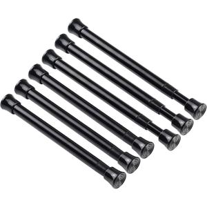 KXLIFE 6 PCS Small Spring Tension Curtain Rod 7.5-11.5 Inch, No Drilling Adjustable Short Tension Rod for Window Cupboard Closet, Black