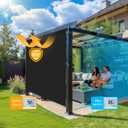 Outdoor Roller Shades for Patio 8'Wx8'H Black, 90% UV Block & Privacy Protection Outdoor Blinds, Cordless Porch Shades Outdoor Roll Up with Splicing Design 15-Min Install