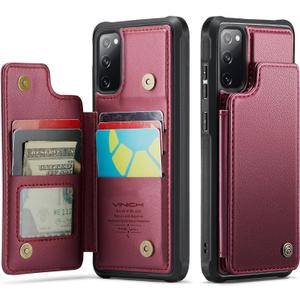 Vinich for Samsung Galaxy S20 FE Wallet Case with Card Holder, RFID Blocking Credit Slots Kickstand Shockproof Phone Cover for Women Men,  Red
