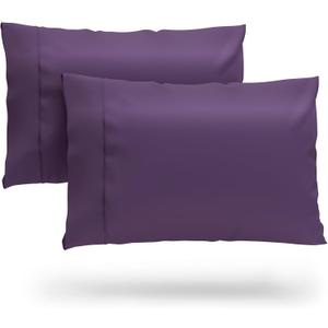 Cosy House Collection 100% Rayon Derived from Bamboo Pillowcase Set - Cooling, Breathable, Silky Soft 2-Piece Envelope Closure Pillow Case Cover Set (King, Purple)