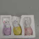 Cynkeyee Easter Decorations Bunny Figurine - Set of 3 Resin Bunnies Easter Eggs Base, Pink, Yellow, Purple Bunny for Table Decor Office Gift for Woman Easters Decorations for The Home 1.5x2x3.5 Inch