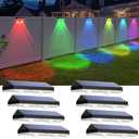 Solar Fence Lights Outdoor - Warm White & RGB 2 Color, Dusk to Dawn Deck Light, IP65 Waterproof Garden Lights for Outside/Backyard/Railing/Step/Patio/Wall (2 pack)