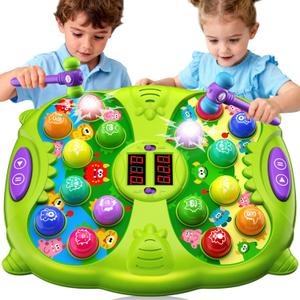 Whack Mole Game for Kids, Idea Gift for 3-12 Year Old Boys and Girls, Interactive Pounding Toy with 2 Hammers, Lights & Sounds, 3 Game Modes Educational Toy for 3 4 5 6+ Year Old Boys- Green